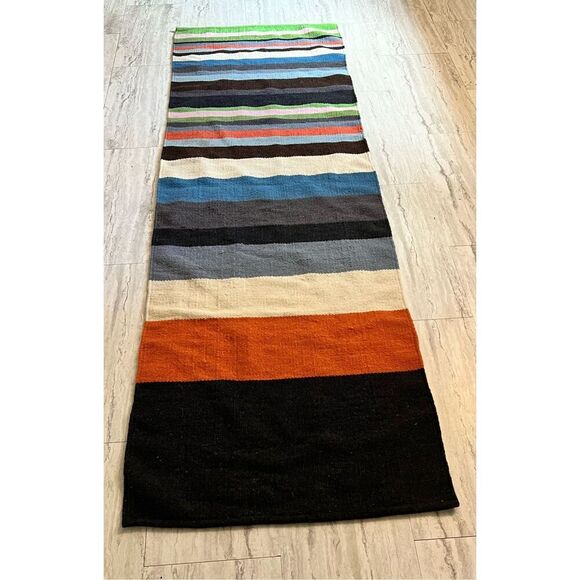 MID CENTURY MODERN DHURY RUG FLAT WOVEN CARPET RUNNER 2.8 X 8.5 GREAT CONDITION - Picture 1 of 3